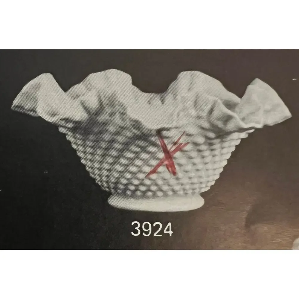 Vintage Fenton Hobnail 9” Double Crimped Top Bowl